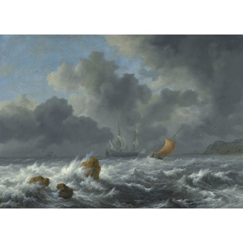 Sailing Vessels in a Stormy Sea